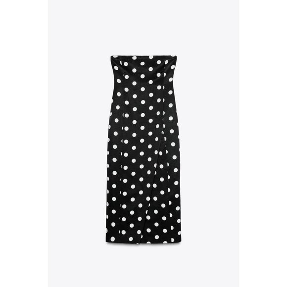 ZARA ZW COLLECTION STRAPLESS POLKA DOT DRESS - Picture 2 of 4